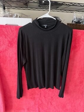 Ambiance Black Ribbed Mock Neck Top